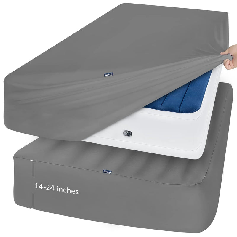 Queen Fitted Sheet Only Deep Pocket For Air Mattress, 2 Pack Deep Pocket Queen