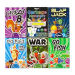 Card Games For Kids - Go Fish, Crazy 8'S, Old Maid, Slap Jack, Garbage Monster, War - Simple & Fun Classic Family Table Games - Games May Vary (6 Set)