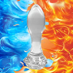 Rose Glass Anal Butt Plugs Sex Toys Crystal Anal Plugs With Rose Round Base Anal Expander Training Butt Plug Anal Sex Toy For Men Women Couples Beginners Clear Anal Trainer (Transparent, Xs)