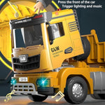 Construction Carrier Truck Toy - Die-Cast Construction Toy Set W/Semi Truck, Excavator, Bulldozer, Alloy Engineering Model Vehicle Toys W/Lights & Sounds, Model Cars For Boys Age 4-7