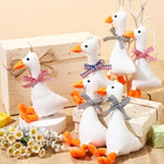 16 Pcs Goose Stuffed Animal With Plaid Bow 5.91 Inches Plush Swan Soft Toy Keychains White Yellow Plush Toy For One Silly Goose Baby Shower Party Favors Birthday Home Decorations, 4 Styles