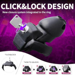 Ht-V5 Male Chastity Cage - Lightweight Resin Male Chastity Cage With Click&Lock Key | Ergonomic Design| Bondage Gear &Adult Sex Toy For Men – Includes 5 Ring Sizes (Black, Maxi)