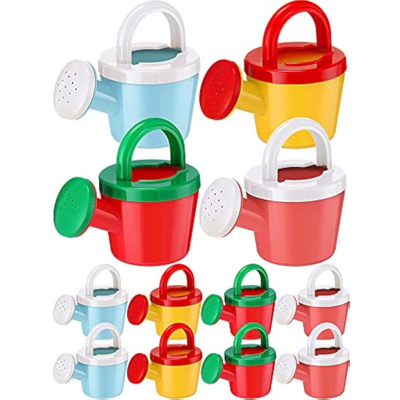 12 Pieces Watering Can For Kids Bath Buckets Toys Play Sand Toys Plastic Small Watering Pot With Handles For Childrens Gardening Tools Beach Playing Sand(Basic Style)