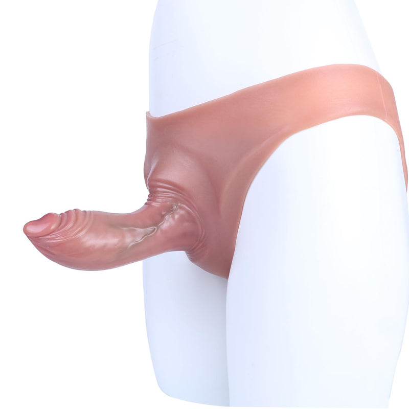 Triangle Silicone Elastic Wearable Dildo Strap On Dildo Underwear With 4.33In Hollow Penis, Reusable Wearable Strapless Dildo Sleeve Adult Sex Toy For Men