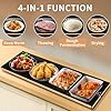 Electric Warming Tray（Extra Long 40”x12”），Food Warmer with Thermostat and Full Surface Heating，Food Warming Mat with 2 Temperature Modes for Parties Buffet，Gatherings，Gold Edge Warming Mat for Food