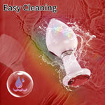 Crystal Glass Anal Plug With Luxury Jewelry Butt Plug Fetish Anus Stimulation Unisex Adult Anal Sex Toy (Red, L)