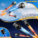 Rockets For Kids Age 4-8 With 4 Led Rockets And Launcher - Outdoor Toys For 4 5 6 7 8-12 Year Old Boy Birthday Gift, Air Powered Flying Toy Shooting Up To 100 Feet, Toys For Kids Ages 8-12