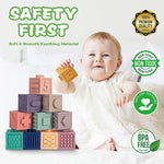 3 In 1 Montessori Toys For Babies 0-3-6-12 Months, Soft Baby Teething, Stacking Building Blocks For Infants, Sensory Developmental Education Toys For Toddler Baby 12-18 Months,23 Pcs