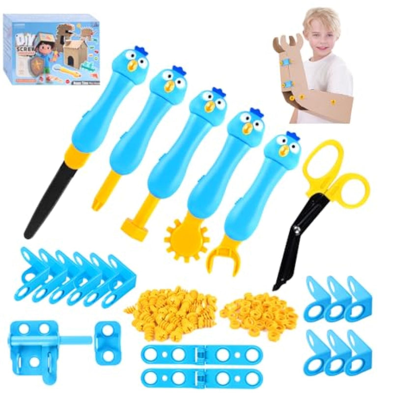 Cardboard Cutter For Kids - 122 Pcs Resuable Safe Cardboard Tools For Kids | Educational Building Toys For Family Classroom Activities | Christmas Birthday Gifts For 5 6 7 8 9 Years Old Boys Girls