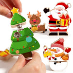 Wooden Snap Together Button Building Blocks For Kids 3-8, Easter And Animals 3D Puzzle Toys, Montessori Educational Stem Fine Motor Skills Learning Toys (Christmas Friends)
