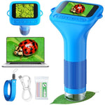 Microscope For Kids With 12 Slides, 100X-1000X 1080P Digital Handheld Kids Microscope, Mini Portable Pocket Miniscope Science Toys Gifts For 3+ 4 5 6 7 8 9 10 11 12 Year Old Boys Girls, Blue