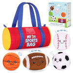 My 1St Sports Bag Plush Toy Playset With Soft Stuffed Balls, Basketball Baseball Football Soccer Ball Plush, Sensory Baby Toys For Toddlers Boys Girls (Sports Bag)