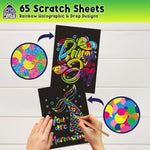 Rainbow Scratch Art Kit with 79 Stencils for Kids Ages 4-8