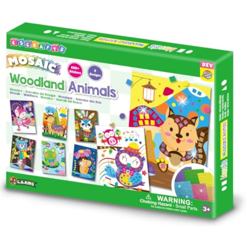 Woodland Animals Mosaic Craft Kit for Kids - Educational Glitter Mosaic Art Set