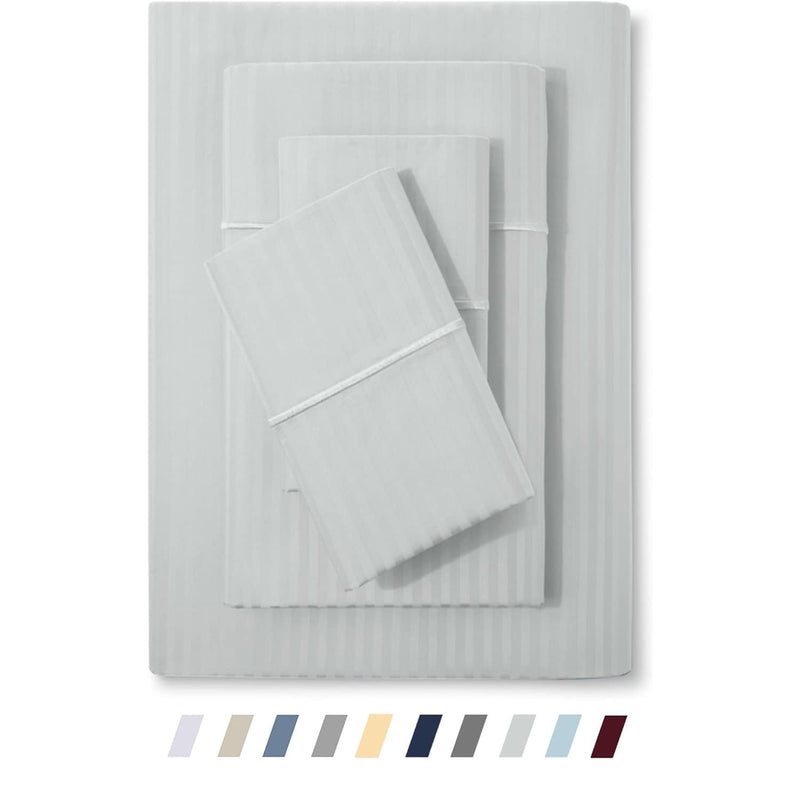 Feather & Stitch King Size Damask Bed Sheets|100% Soft Cotton Breathable Bedsh