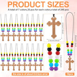 16 Set DIY Wooden Cross Necklace Kits with Colorful Beads for Christian Crafts