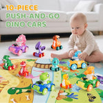 10 Pcs Dinosaur Car Toys With Playmat/Storage Bag|Baby Toys For 1 2 Year Old Boy|1 Year Old Boy Gift For Infant|First Christmas Birthday Gifts For Toddler 1-3|Stocking Stuffers For Kids