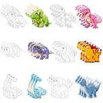 36 Pcs Dinosaur Painting Craft Set, Color Your Own Dino Cards with Banner Rope
