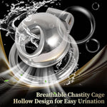 Hollow Chastity Device Sex Toys, Stainless Steel Cock Cage Set With 3 Penis Rings And Invisible Locking Clip Bdsm Bondage Fetish Gear Accessories (L)