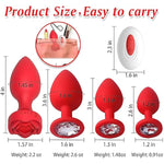 Anal Plug Sex Toys Vibrators 4Pcs Butt Plug Remote Control With 10 Vibrating Modes, Adult Toys For Woman Men Couples Prostate Massager Red