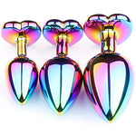 Colorful Rainbow Gradient Anal Butt Plug Colorful Butt Plug Rainbow Crystal Metal Princess Rainbow Butt Plug for Women Sex Gift (Heart)