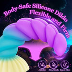 Beginner Dildo 5 Inch Anal Dildo, Small Suction Cup Dildos For Prostate & G Spot,Pink & Blue Soft Curved Dildos With Ribbed, Silicone Unicorn Realistic Dildo Anal Sex Toy For Men Women Couples