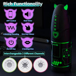 Automatic Male Masturbators 5 In 1 Penis Pump App Control 9 Rotating Thrusting 3 Sucking Real Voice Sex Toys For Men Male Stroker 3D Realistic Textured Pocket Pussy Devil Ver.2 Green