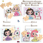4-In-1 Princess Jigsaw Puzzles For Kids, Wood Puzzles For Kids Ages 3-5 48 Piece Wooden Puzzles For Toddlers 3-5, Wooden Puzzles For Toddlers, Essential Skills Gift For Girls Princesses