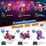 Spider Remote Control Car For Kids 3 4-8 Years Old-Remote Control Stunt Car With Lights & Music 360° Rotation Rc Vehicle Great, Red