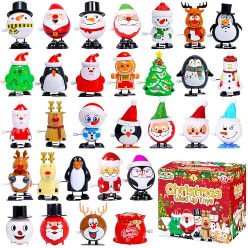 30Pcs Christmas Wind Up Toys Stocking Stuffers For Kids Christmas Party Favors Bulk Christmas Goody Bag Filler