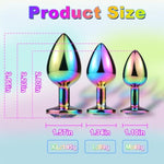 3Pcs Colorful Metal Plated Butt Plug Luxury Jewelry Anal Trainer Anal Sexy Toys Kit For Large/Medium/Small