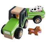 Wooden Tractor Toys For Toddlers 1-3, Baby Vehicle Toys Hand Push Car Toys For 1 2 3 Year Old Boys Girls (Green)