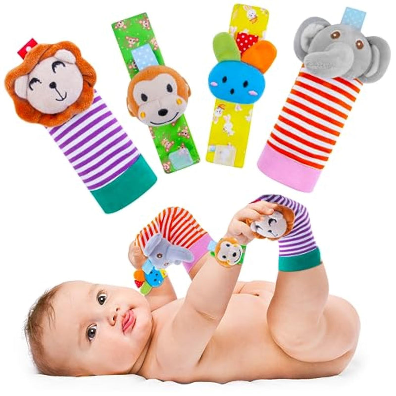 Baby Rattle Cotton Socks And Wrist Rattle Strap Set, Infant Toys 0 3 6 9 12