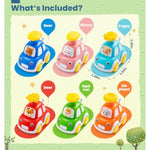 Press And Go Car Toys For Toddlers 1-3, 6 Pack Animal Baby Car Toys For 1 2 Year Old Boy, Push Go Friction Vehicle Toys For Infants 6-9-12-18 Months, One First Birthday Gifts For Boys Girls