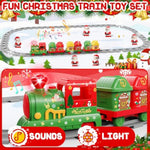 Christmas Train Set For Toddlers 2-4: Electric Toy Train With Light & Music, Toddler Toys For 1 2 3 Year Old Boy Girl, 6 Santa Finger Puppets, Track For Around Tree, Stacking Barns