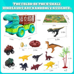 18 In 1 Dinosaur Toys For Kids 3-5, Dinosaur Truck Toys For Kids With 2 Pull Back Cars, 8 Dino Figures, Birthday Party Favors&Christmas Presents For Boys And Girls