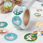 500 Pcs Large Easter Bunny Stickers, Waterproof Self-Adhesive Labels, 8 Colors