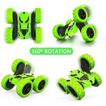 Remote Control Car, Double Sided 360°Rotating 4Wd Rc Cars With Headlights 2.4Ghz Electric Race Stunt Toy Car Rechargeable Toy Cars For Boys Girls Birthday (Green)