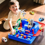 Car Race Track For Kids Ages 4-8, Kids Car Toys For 3 Year Old Boys, Race Track For Toddlers 1-3, City With 3 Small Cars And Helicopter, Educational Birthday Gifts