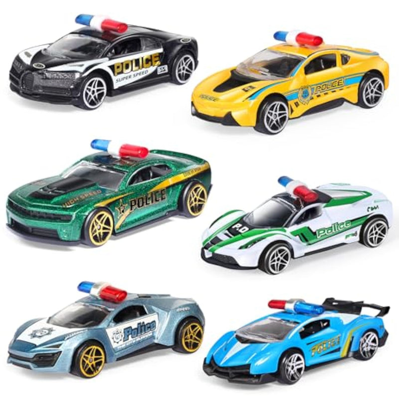 1:64 Die-Cast Police Car Toy Set For Kids Ages 3 4 5 6 7 8 Years Old(6 Pcs), Mini Alloy Vehicle Toys, Cake Topper Birthday Gifts Goodie Bags Party Favors For Boys And Girls Kid