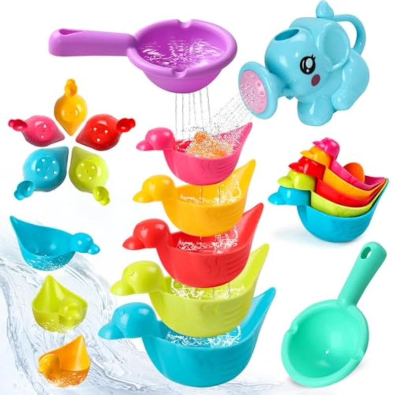 Baby Bath Toys For Kids Ages 1-3 8 Pcs Toddler Bath Toys Mold Free With Floating Ducks & Water Toys In Bathtub For 1 2 3 4 5 6 Christmas Birthday Gifts Stocking Stuffers