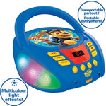 - Paw Patrol - Bluetooth Cd Player For Kids – Portable, Multicoloured Light Effects, Microphone Jack, Aux-In Jack, Ac Or Battery-Operated, Girls, Boys, Blue/Red, Rcd109Pa