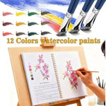Beginner Watercolor Workbook with 12 Fruit Illustrations, Paints & Palette