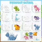 36 Pcs Dinosaur Painting Craft Set, Color Your Own Dino Cards with Banner Rope