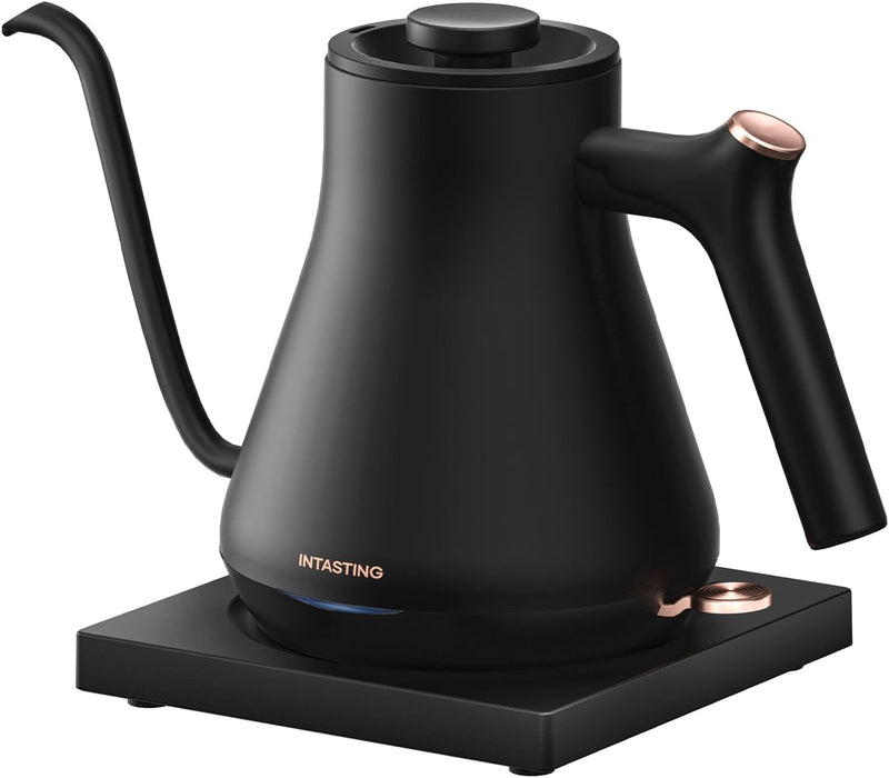 Professional Gooseneck Kettles, 0.9L/30oz, 0.65mm Ultra-Fine Spout, Precise Water Flow Control, 304 Stainless Steel Inner, Auto Shut-Off, Boil Dry Protection, Matte Black