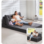 Sofa Couch Folding Sofa Bed Sleeper Comfy Floor Lounger Loveseat Sofa With Removable Cushion Couches Foldable Mattress For Living Room Bedroom Or Office (Cordury Grey, Oversize)
