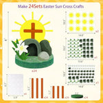 24 Sets Easter Wooden Sun Cross Craft Kits for Kids, Christian Sunday School Activity