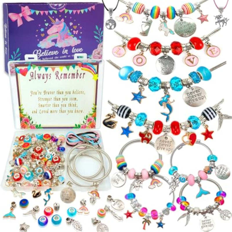 Unicorn Jewelry Making Kit for Girls Ages 5-12, DIY Arts & Crafts Set