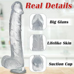 Huge Dildo Sex Toys, 12 Inch Clear Realistic Dildo Thick Anal Dildo With Strong Suction Cup For G-Spot And Anal Hands-Free Play, Big Dildo Adult Toys For Men Women