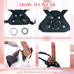 Strap On Wearable Harness for Dildo Play, Adjustable Waist & Hip Strap-On Dildo Holder with Interchangeable Metal O-Rings for Women Men Lesbian Gay Couples Vaginal & Anal Play (Black)
